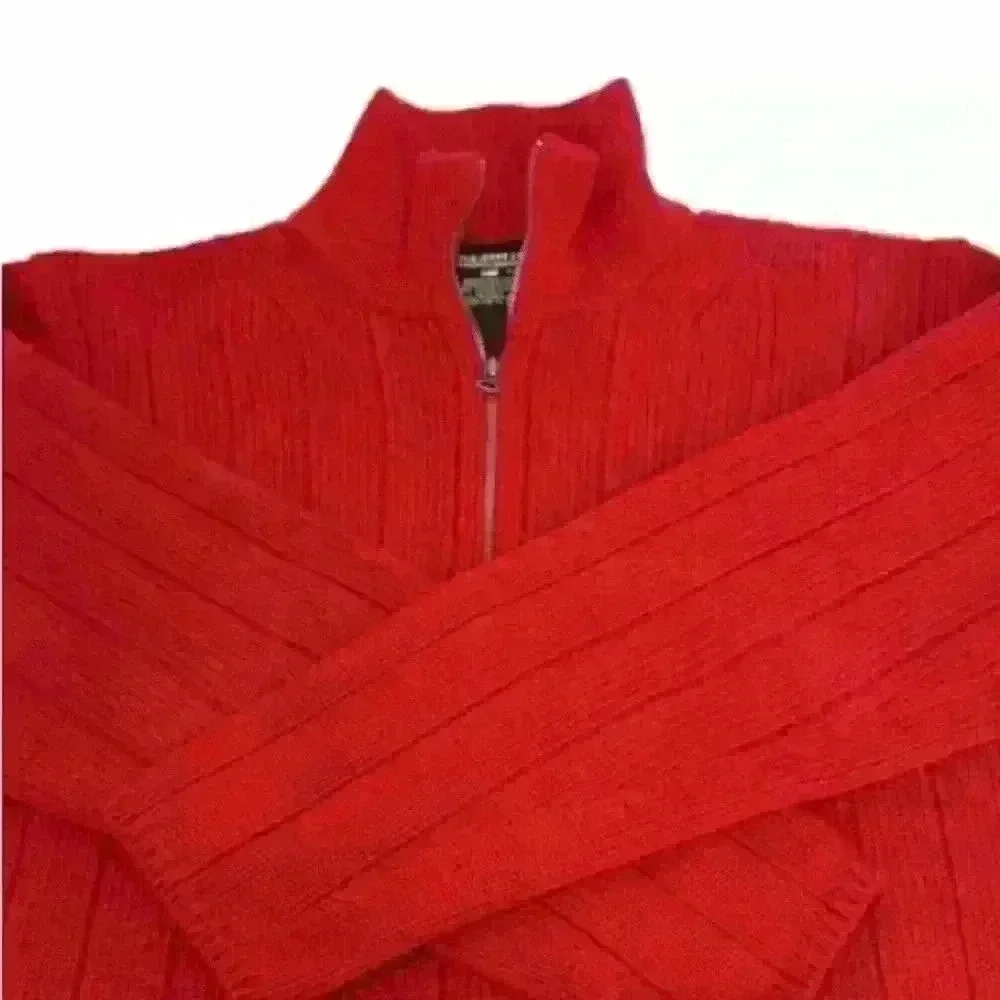 Men’s Vintage Polo Ralph Lauren Red Half Zip Mock Neck Flag Logo Sweater- Medium